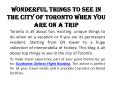Wonderful Things to See In The City Of Toronto When You Are on a Trip PowerPoint PPT Presentation