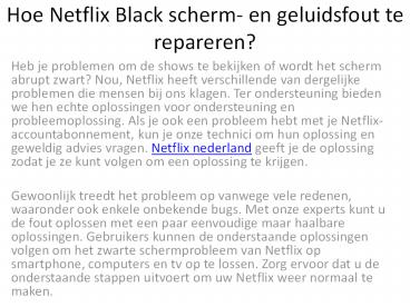 Hoe Netflix Black scherm- en geluidsfout te repareren?