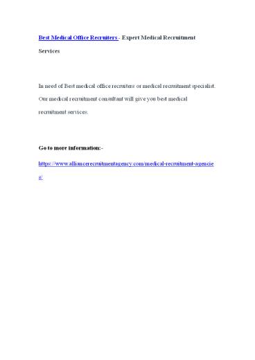 Best Medical Office Recruiters - Expert Medical Recruitment Services