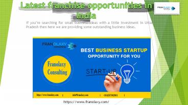 Latest franchise opportunities in India