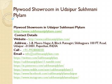 Plywood Showroom in Udaipur Sukhmani Plylam