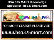 BSA 375 MART Knowledge Specialist--bsa375mart.com