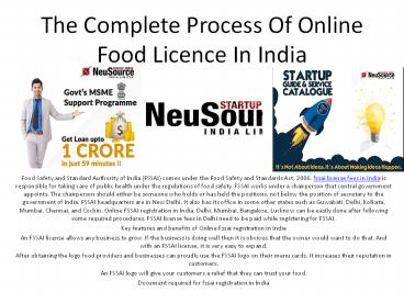 The Complete Process Of Online Food Licence In India