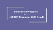 Download UGC NET December 2019 Result