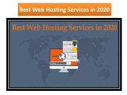 Best Web Hosting Services in 2020