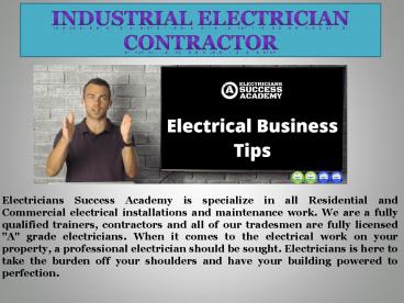 Best Industrial Electrician Contractor