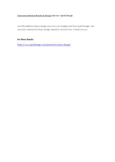 Awesome Seminar Brochure Design Service - Sprak Design