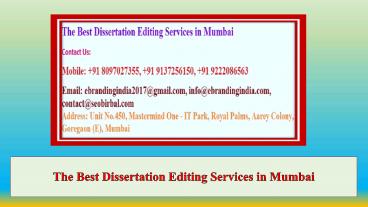 The Best Dissertation Editing Services in Mumbai