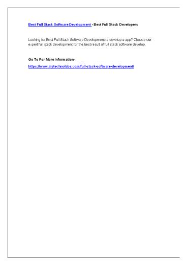 Best Full Stack Software Development - Best Full Stack Developers