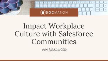 Impact Workplace Culture with Salesforce Communities