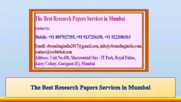 The Best Research Papers Services in Mumbai