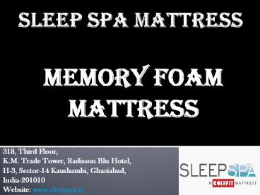 Sleep Spa - Memory Foam Mattress Online