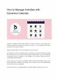 How to Manage Activities with Dynamics Calendar PowerPoint PPT Presentation