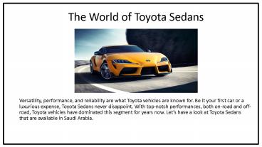 The World of Toyota Sedans
