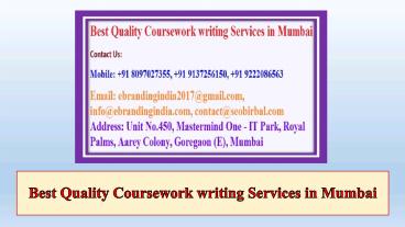 Best Quality Coursework Writing Services in Mumbai
