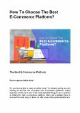 How To Choose The Best E-Commerce Platform? PowerPoint PPT Presentation