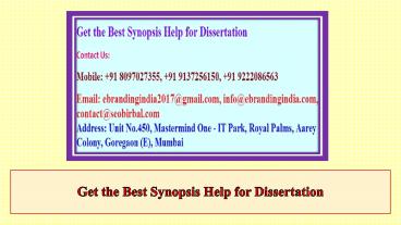 Get the Best Synopsis Help for Dissertation