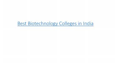 Best Biotechnology Colleges in India