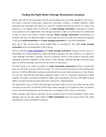 Finding the Right Water Damage Restoration Company