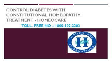 Diabetes treatment in Homeopathy -Homeocare International