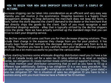 How to Begin Your New 2020 Dropship Service