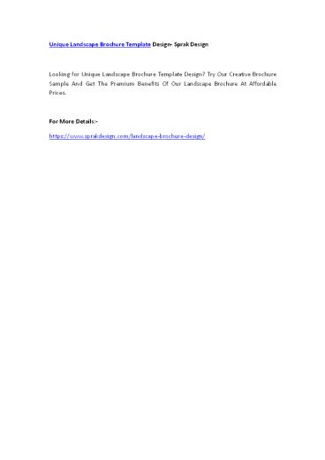 Unique Landscape Brochure Template Design- Sprak Design