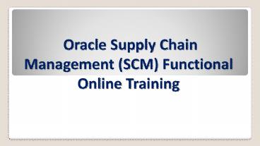 Oracle Apps SCM Online Training