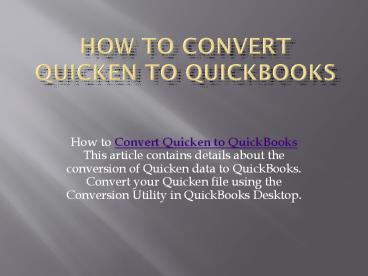 How to Convert Quicken to QuickBooks Online Service