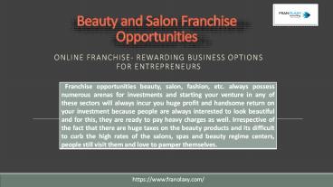 Beauty and Salon Franchise Opportunities