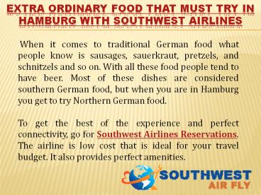 Extra Ordinary Food that Must Try in Hamburg with Southwest Airlines