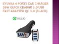 EYUVAA 4 Ports Car Charger 36W Quick Charge 3.0 USB Fast Adapter QC 3.0 (Black) PowerPoint PPT Presentation
