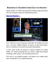 Business Is Doubled Said Darren Huston