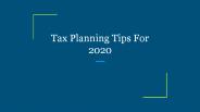 Tax Planning Tips For 2020
