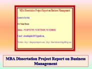 MBA Dissertation Project Report on Business Management