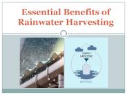 Essential Benefits of Rainwater Harvesting