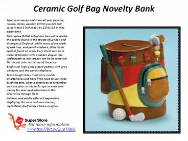 Ceramic Golf Bag Novelty Bank