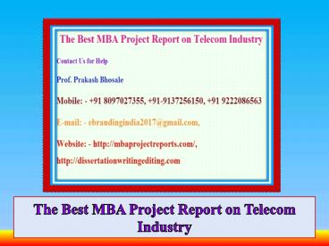The Best MBA Project Report on Telecom Industry