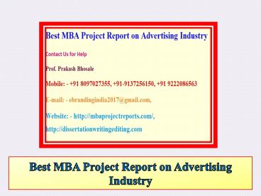Best MBA Project Report on Advertising Industry