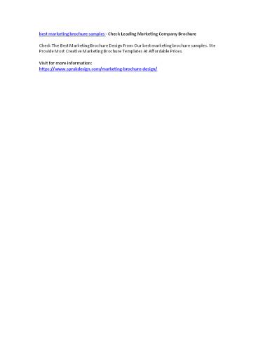 best marketing brochure samples - Check Leading Marketing Company Brochure