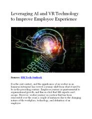 Leveraging AI and VR Technology to Improve Employee Experience
