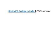 Best MCA College in India | CGC Landran