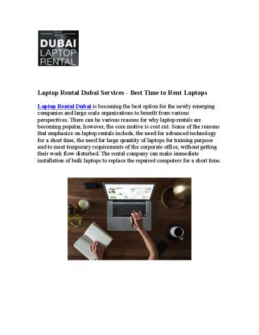 Laptop Rental Dubai Services – Best Time to Rent Laptops