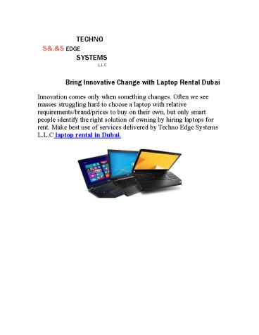 Bring Innovative Change with Laptop Rental Dubai
