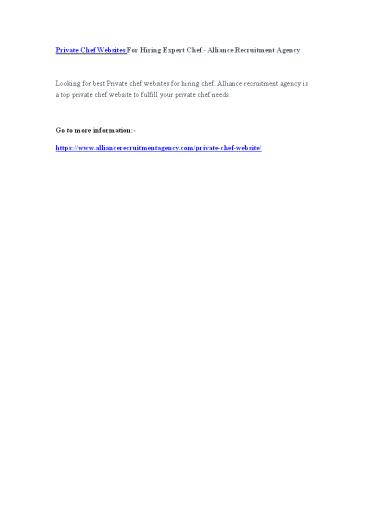 Private Chef Websites For Hiring Expert Chef - Alliance Recruitment Agency