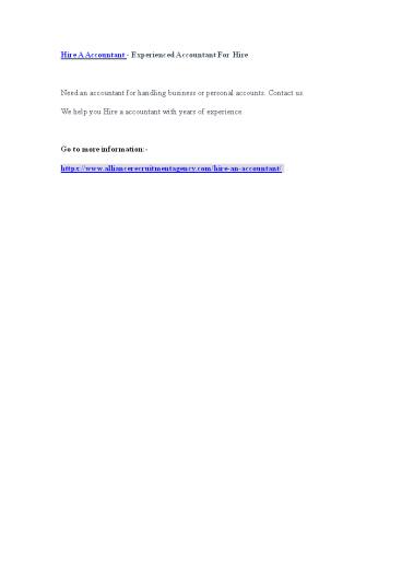 Hire A Accountant - Experienced Accountant For Hire