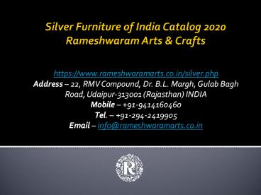 Silver Furniture of India Catalog 2020 Rameshwaram Arts & Crafts