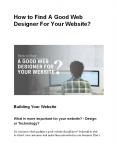 How to Find A Good Web Designer For Your Website? PowerPoint PPT Presentation