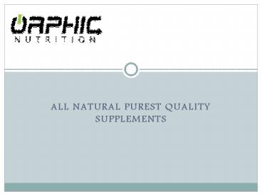 Organic and Natural Health Supplements - Orphic Nutrition