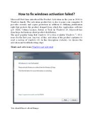 How to fix windows activation failed