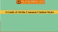 A Guide of All the Common Citation Styles PowerPoint PPT Presentation